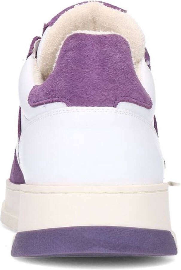 Sacha Dames Witte leren sneakers met paarse details