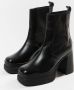 Sacha Dames Zwarte leren Chelsea boots met plateau hak - Thumbnail 4