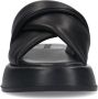 Sacha Dames Zwarte leren plateau slippers - Thumbnail 6