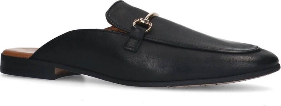 Sacha Dames Zwarte leren slip on loafers