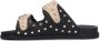 Sacha Dames Zwarte leren slippers met goudkleurige studs - Thumbnail 9