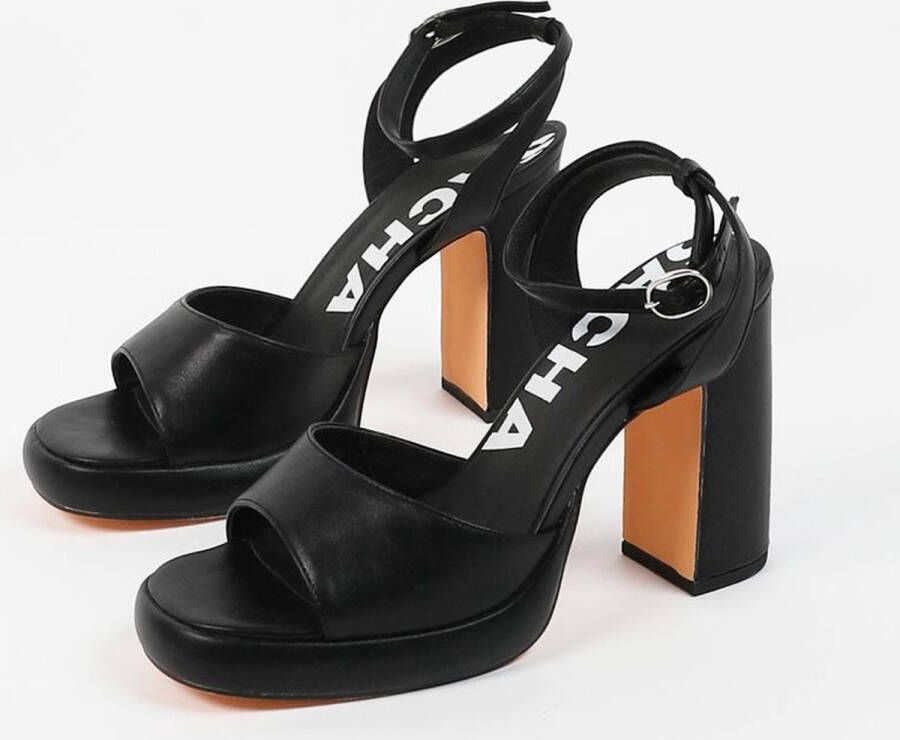 Sacha Dames Zwarte platform sandalen met hak