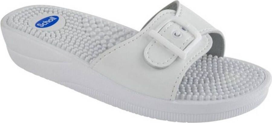 Scholl NEW MASSAGE PVC Womens White FALSO Mules White