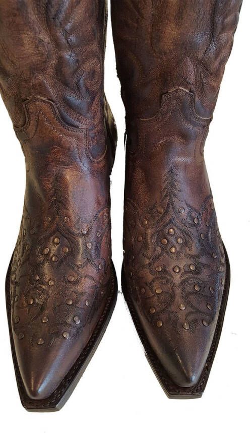 Sendra boots 11472 Cuervo Bruin Heren Laarzen Cowboy Western Boots Spitse Neus Schuine Hak Lederen Zool Sierstiksel Studs Vintage Look Echt Leer - Foto 3