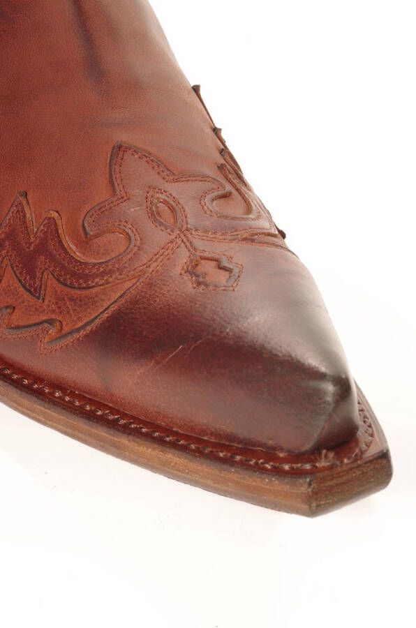 Sendra Boots 11783C Cuervo Cognac Handgemaakt Heren Cowboy Western Enkellaars Spitse Neus Ritssluiting Beetje Schuine Hak Echt Leer