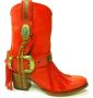 Sendra Boots 11970 Laly Rood Handgemaakt Dames Enkellaars Nubuck Ronde Neus Hoge hak Lederen Zool Sierspoor Gespen Echt Leer - Thumbnail 4