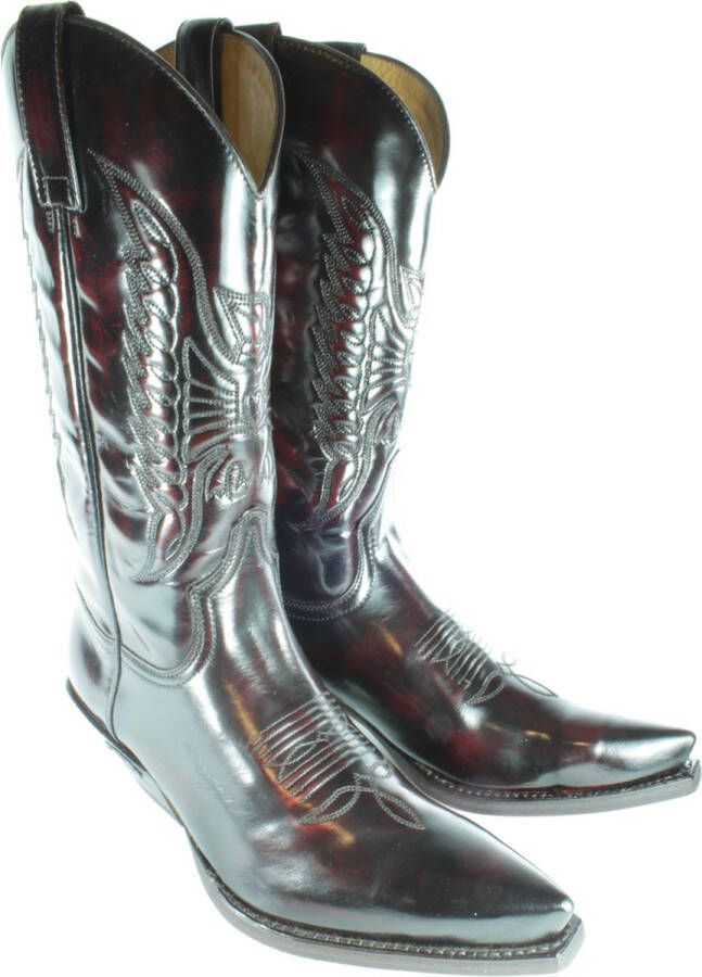 Sendra Boots 2073 Cuervo Florentic Bordeaux Dames Heren Laarzen Handgemaakt Cowboy Western Boots Leren Zool Spitse Neus Schuine Hak Glanzend Echt Leer