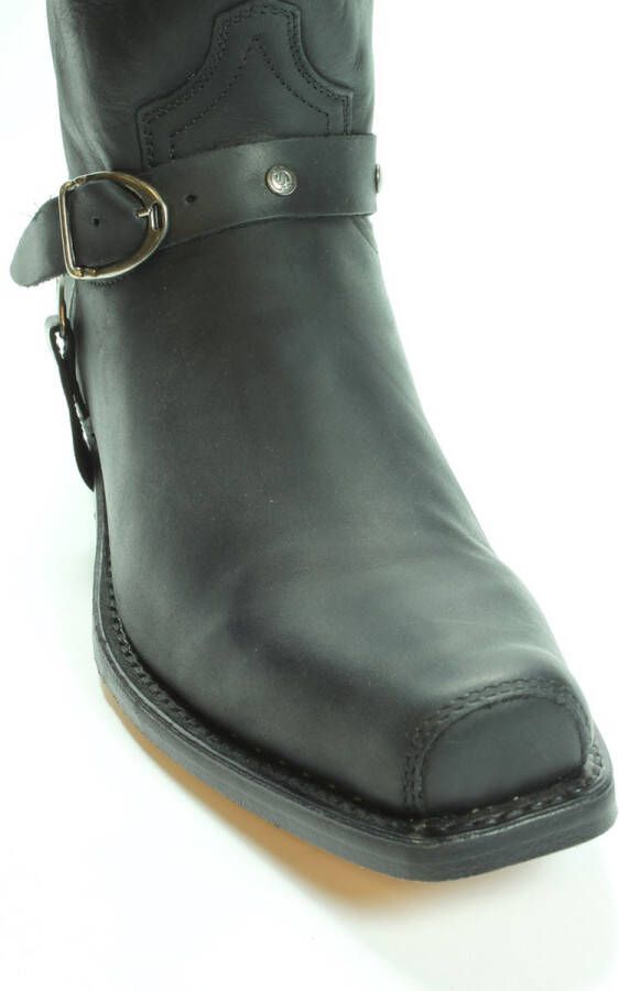 Sendra Boots 3091 Seta Zwart Biker Western Cow Laarzen Handgemaakt Vierkante Neus Leren Zool Schuine Hak Treklussen Echt Leer - Foto 6