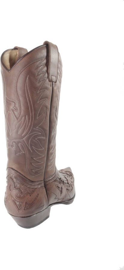 Sendra Boots 3241 Trenzado Cuervo West Bruin Handgemaakt Kuit Hoog Cowboy Laarzen Heren Spitse Neus Schuine Hak Gevlochten Wreef Echt Leer - Foto 6