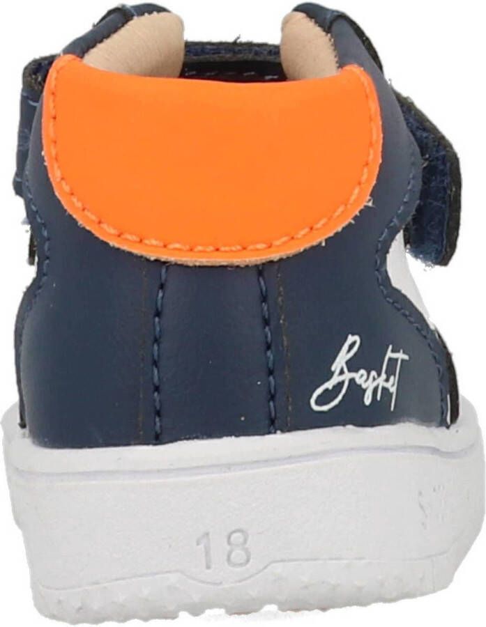 Shoesme Baby Babysneakers Jongens Blue White Orange Leer