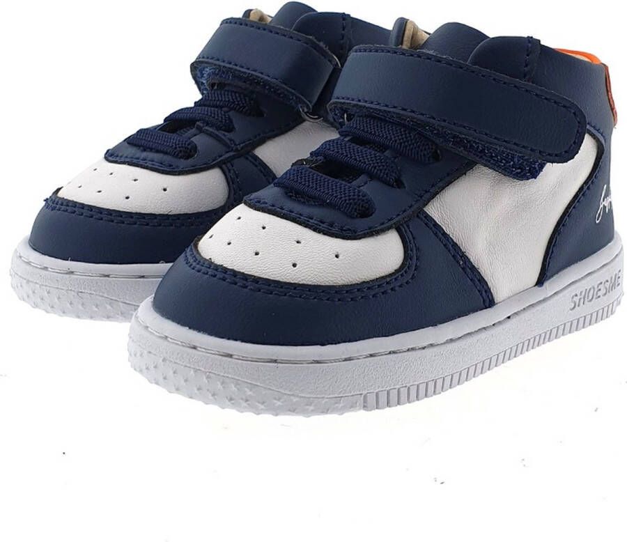 Shoesme Baby Babysneakers Jongens Blue White Orange Leer