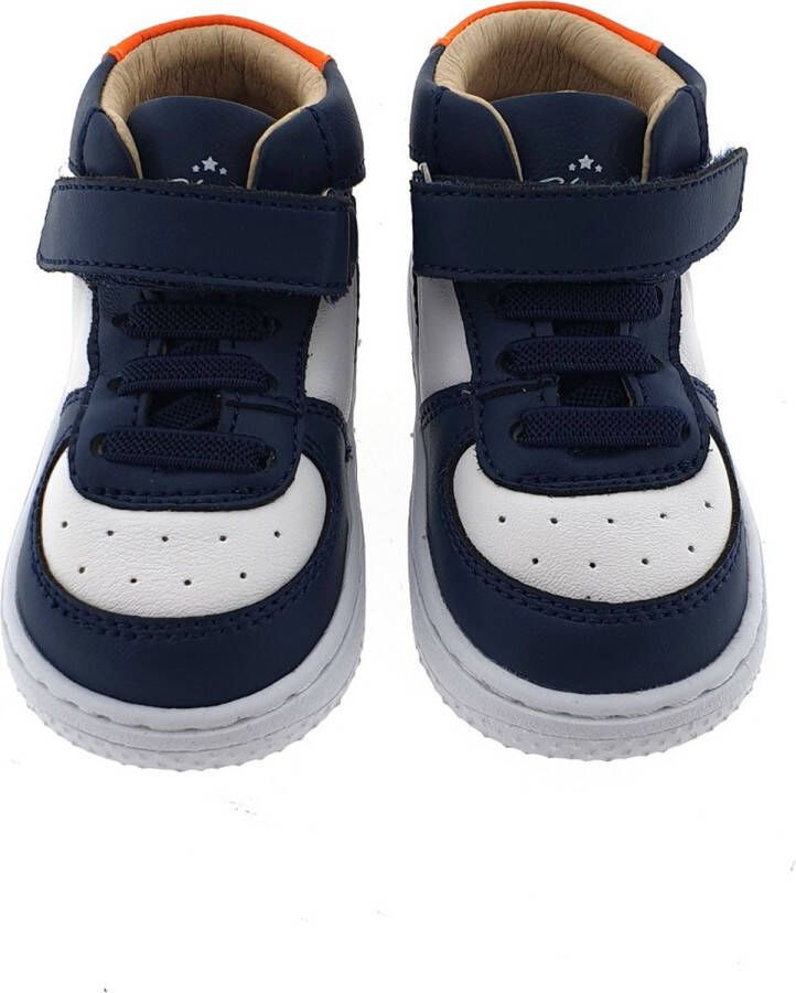 Shoesme Baby Babysneakers Jongens Blue White Orange Leer