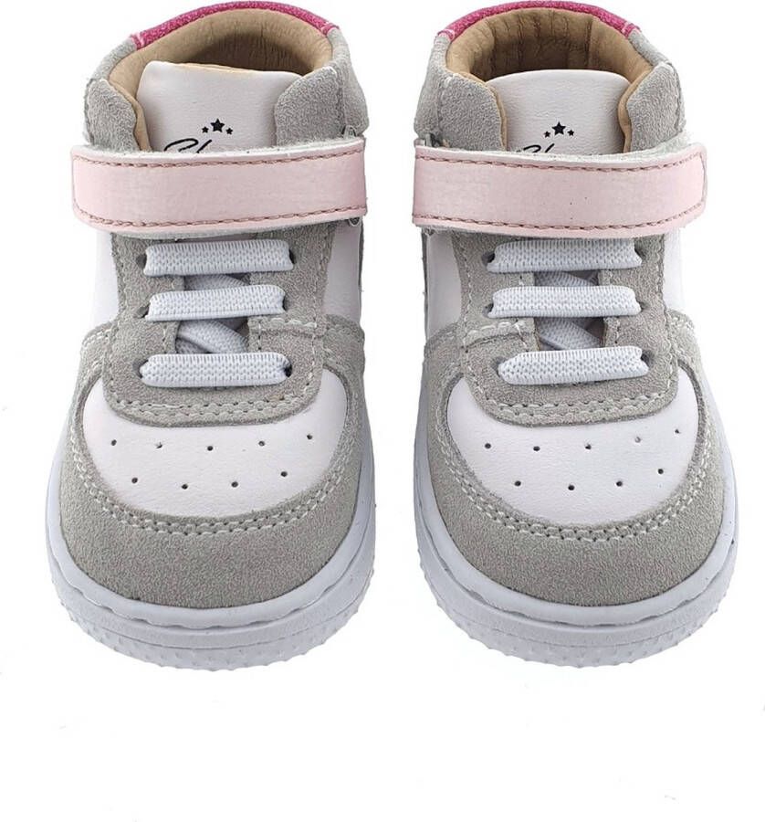 Shoesme Baby Babysneakers Meisjes Grey White Pink Leer