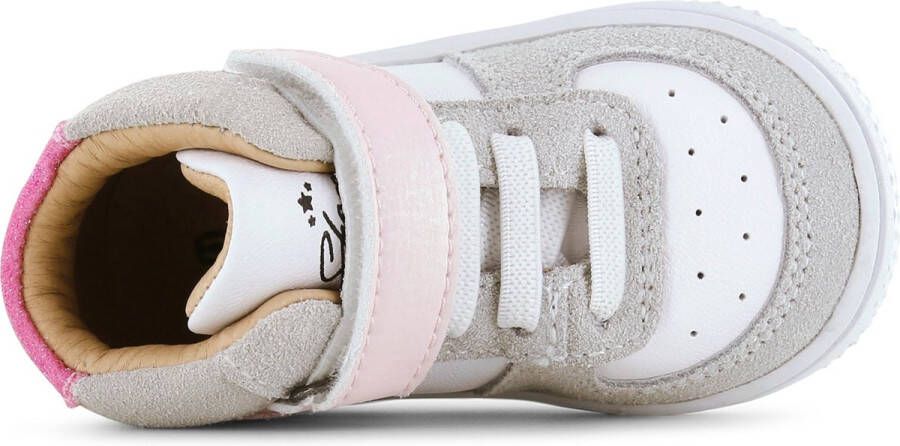 Shoesme Baby Babysneakers Meisjes Grey White Pink Leer