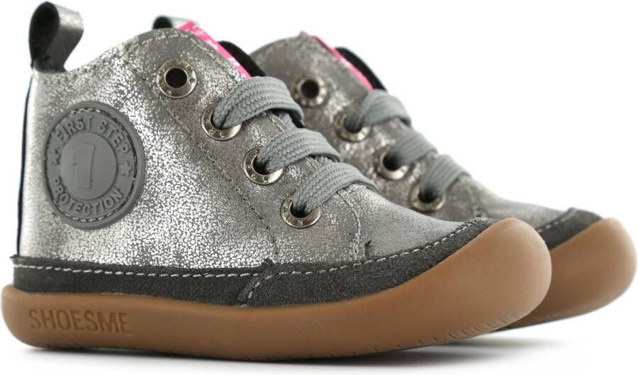 Shoesme Baby Babysneakers Meisjes Old Silver Leer