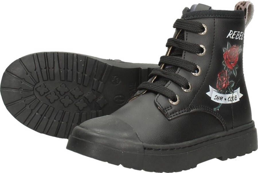 Shoesme Enkelboots Meisjes Black Roses Leer