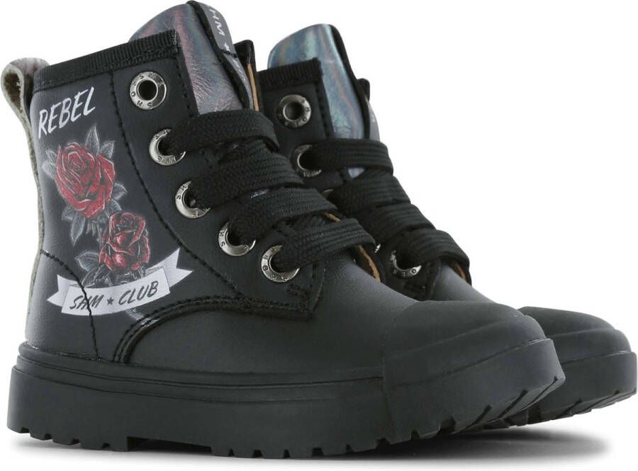 Shoesme Enkelboots Meisjes Black Roses Leer