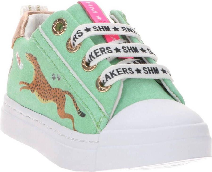 Shoesme mintgroene sneaker met luipaardprint