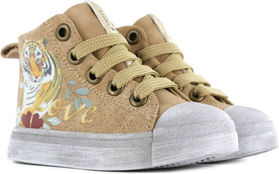 Shoesme Sneakers Meisjes jongens Beige Tiger Leer