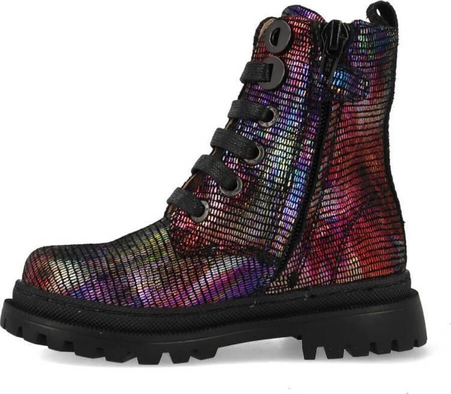 Shoesme zwarte bikerboots met allover multicolor print