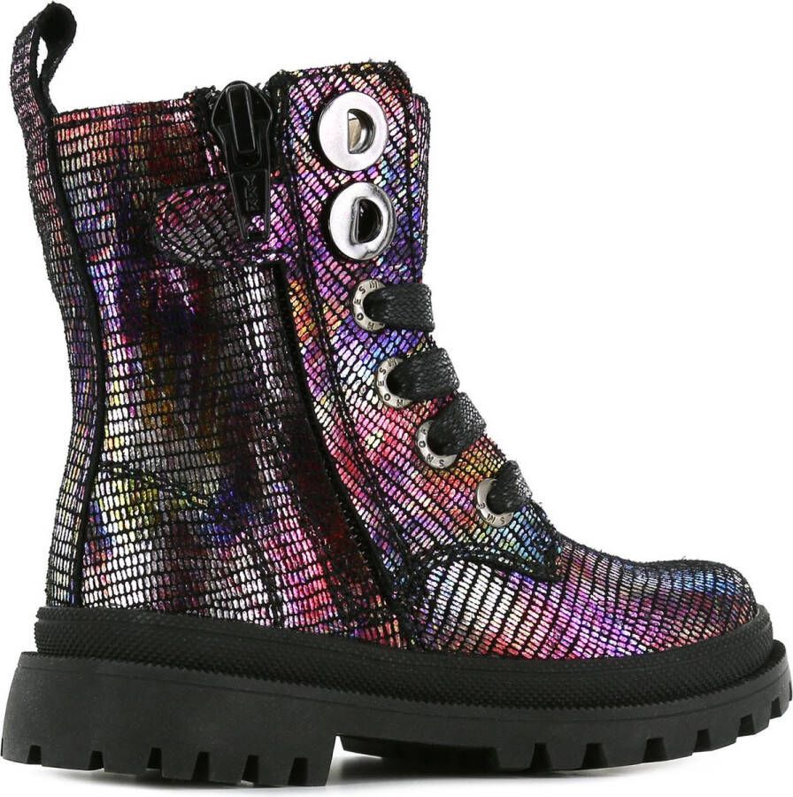 Shoesme zwarte bikerboots met allover multicolor print