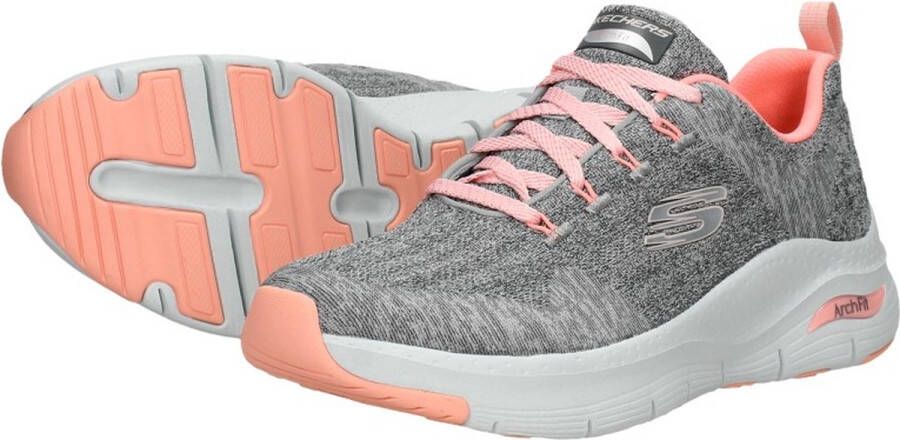 Skechers Arch Fit Comfy Wave Dames Sneakers Grey Pink