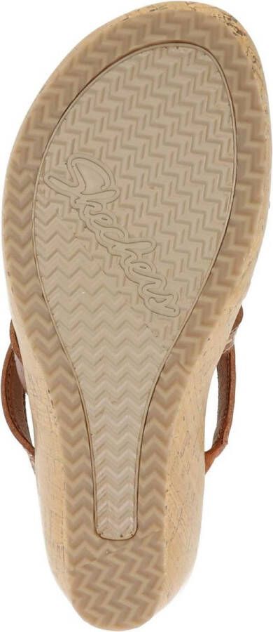 Skechers Beverlee Tiger Posse sandalen met sleehak cognac