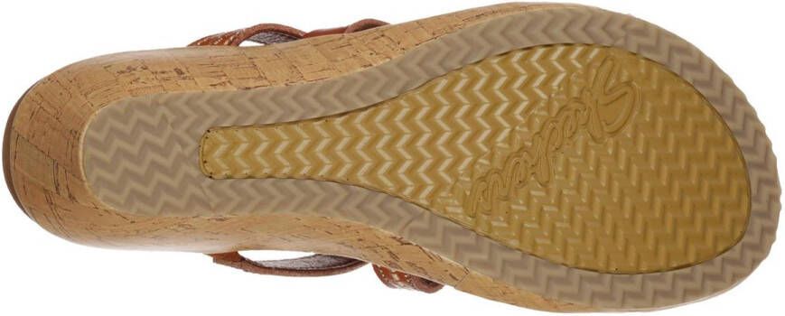 Skechers Beverlee Tiger Posse sandalen met sleehak cognac