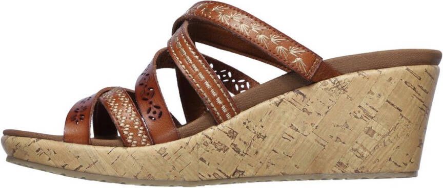 Skechers Beverlee Tiger Posse sandalen met sleehak cognac