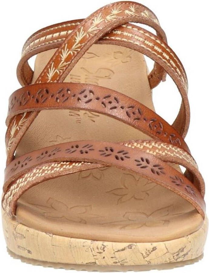 Skechers Beverlee Tiger Posse sandalen met sleehak cognac