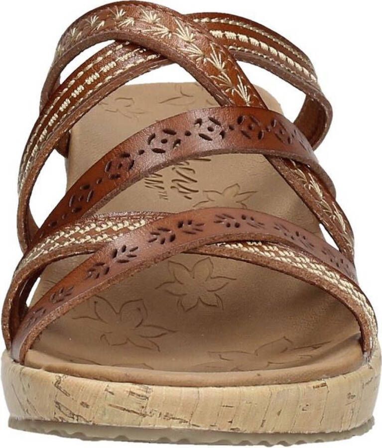 Skechers Beverlee Tiger Posse sandalen met sleehak cognac