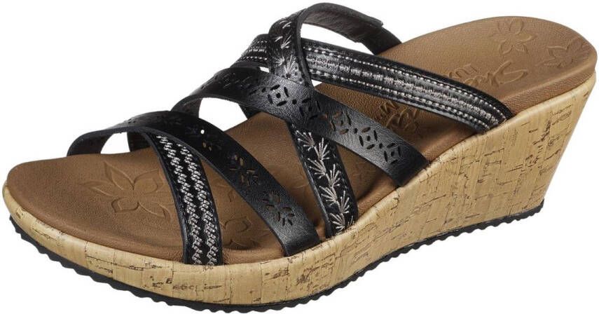 Skechers Beverlee Tiger Posse sandalen met sleehak zwart