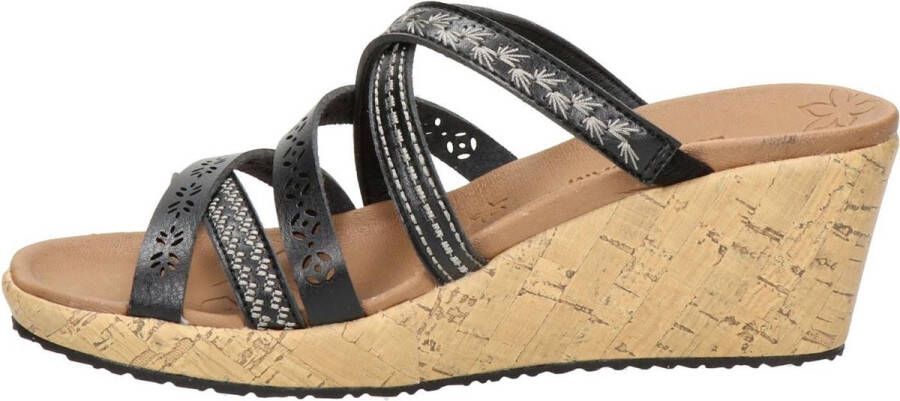 Skechers Beverlee Tiger Posse sandalen met sleehak zwart