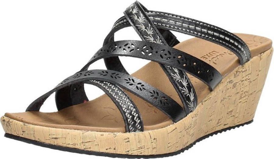 Skechers Beverlee Tiger Posse sandalen met sleehak zwart