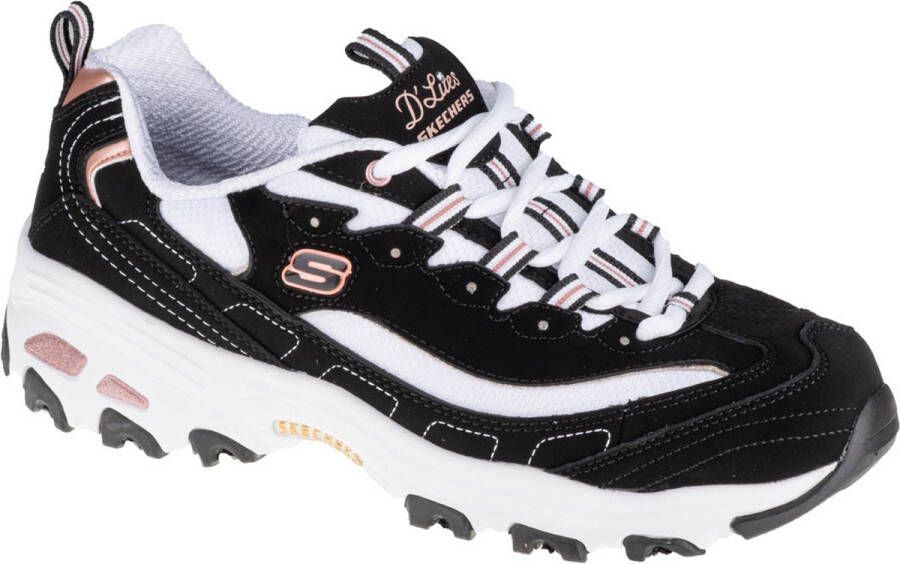 Skechers D'Lites Devoted Fan 13154-BKRG Vrouwen Zwart Sneakers Sportschoenen