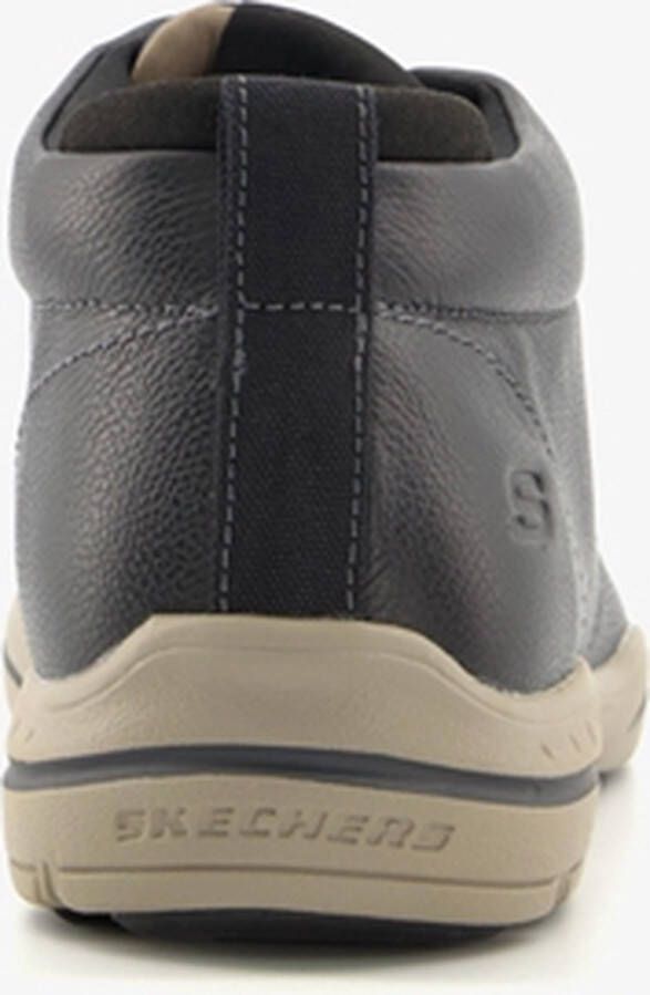 Skechers Harper Melden leren heren veterboots Zwart Extra comfort Memory Foam