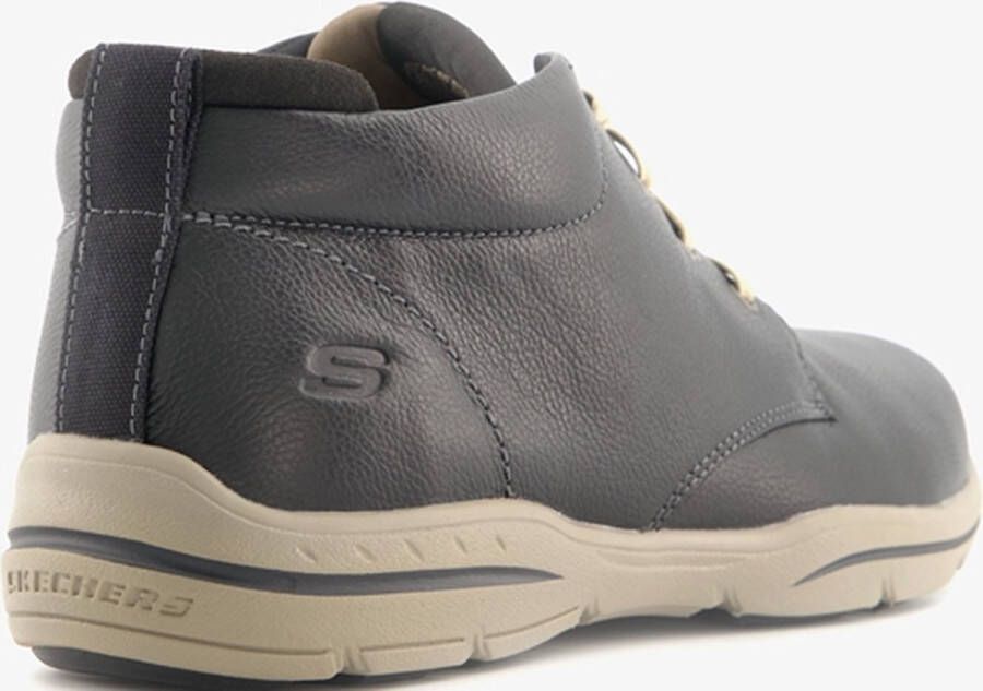 Skechers Harper Melden leren heren veterboots Zwart Extra comfort Memory Foam