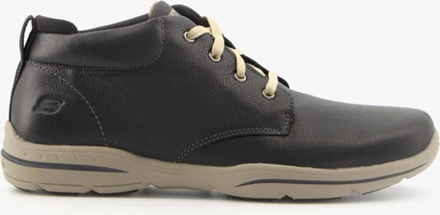 Skechers Harper Melden leren heren veterboots Zwart Extra comfort Memory Foam