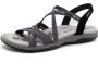 Skechers Reggae Slim Turn It Up Dames Sandalen Zwart Wit - Thumbnail 2