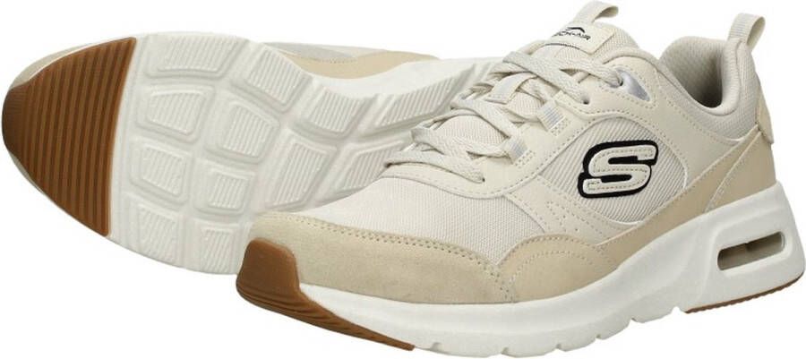 Skechers Beige Leren en Textiele Sneaker met Pastelkleurige Details Beige Dames