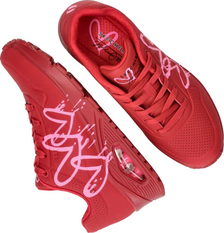 Skechers Uno Dripping Heart rood Synthetisch Dames