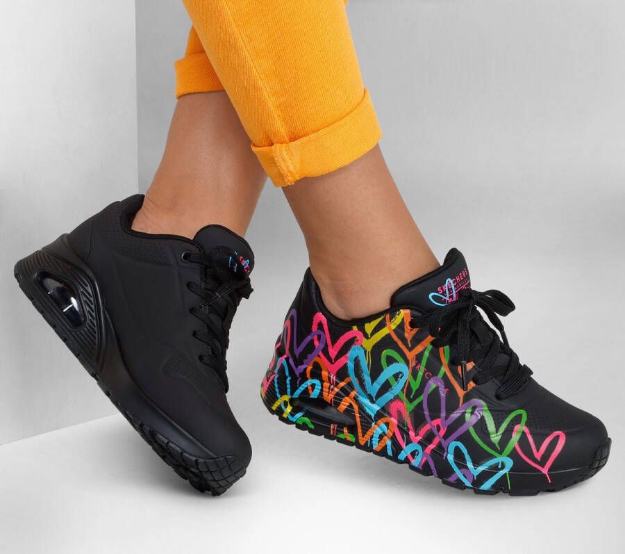 Skechers Sneakers UNO HIGHLIGHT LOVE vrijetijdsschoen lage schoen veterschoen met hartjes-print