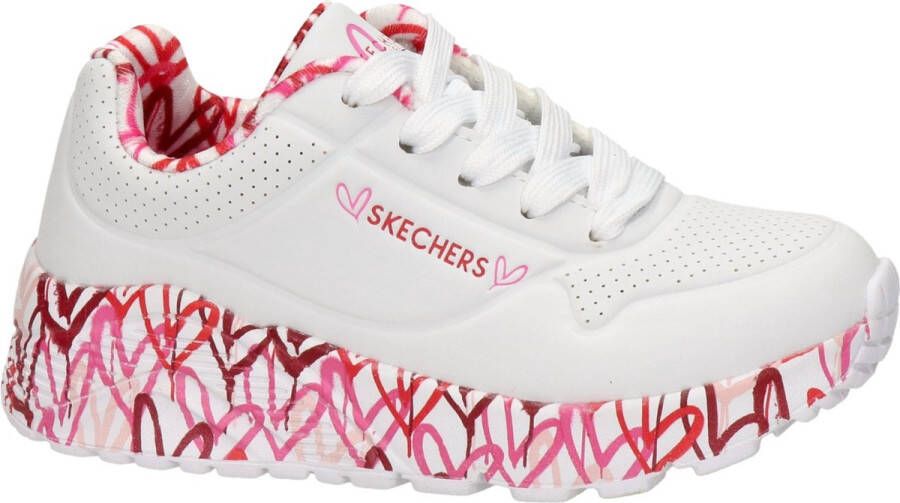 Skechers Uno Light kids sneaker Wit rood