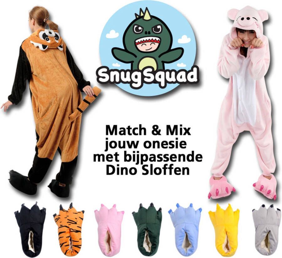 SnugSquad Dino Sloffen Roze Comfortabele Dieren Pantoffels Kinderen & Volwassen Unisex Geschikt voor t m