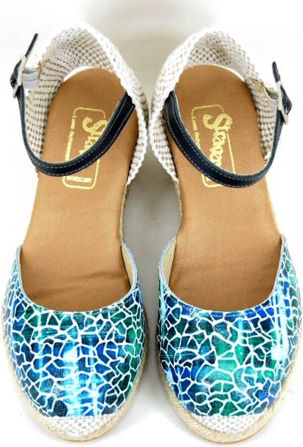 Stravers Grote Maten Schoenen Stravers Espadrilles met Sleehak Blauw Grote Maten Dames Sandalen