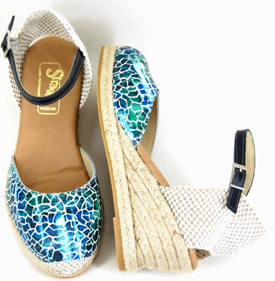 Stravers Grote Maten Schoenen Stravers Espadrilles met Sleehak Blauw Grote Maten Dames Sandalen