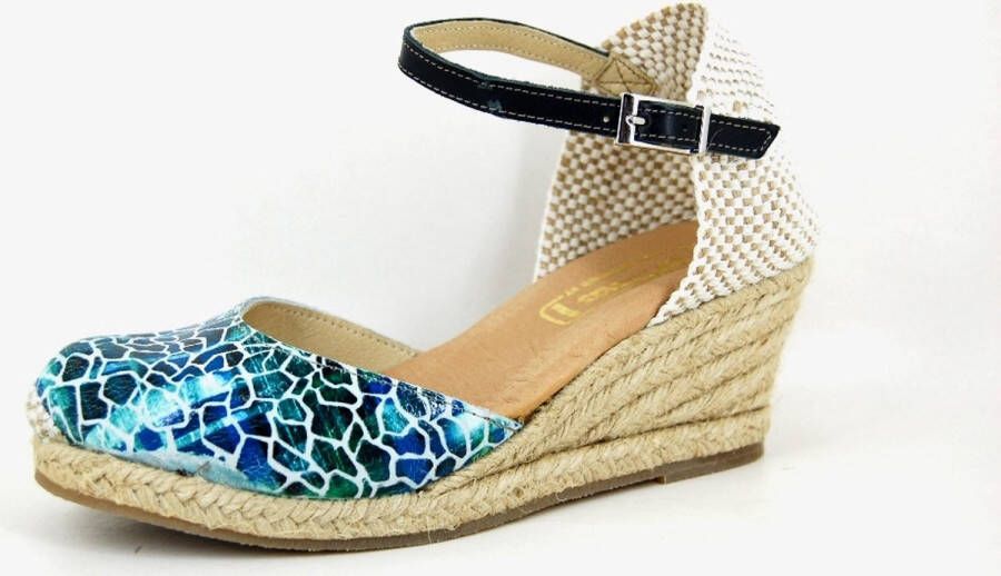 Stravers Grote Maten Schoenen Stravers Espadrilles met Sleehak Blauw Grote Maten Dames Sandalen