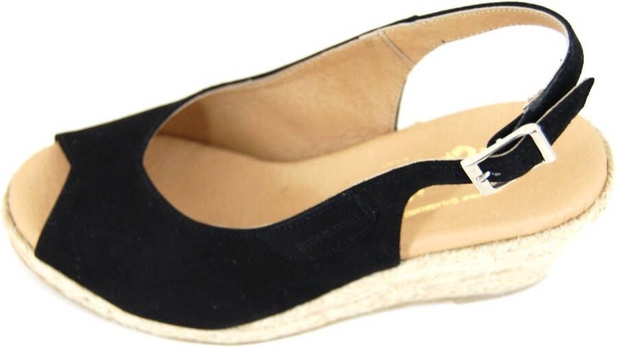 Stravers Grote Maten Schoenen Stravers Espadrilles Sandalen met Sleehak Zwart Grote Maten Dames Slingbacks