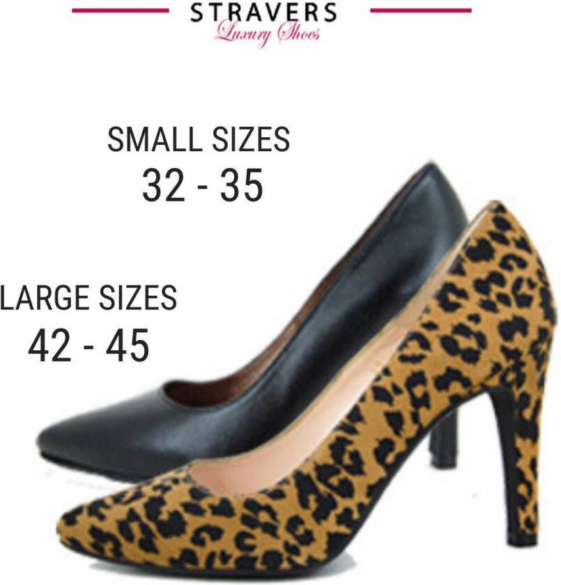 Stravers Grote Maten Schoenen Stravers Zwarte Pumps Leer. Stijlvolle Hoge Hakken Grote Maten