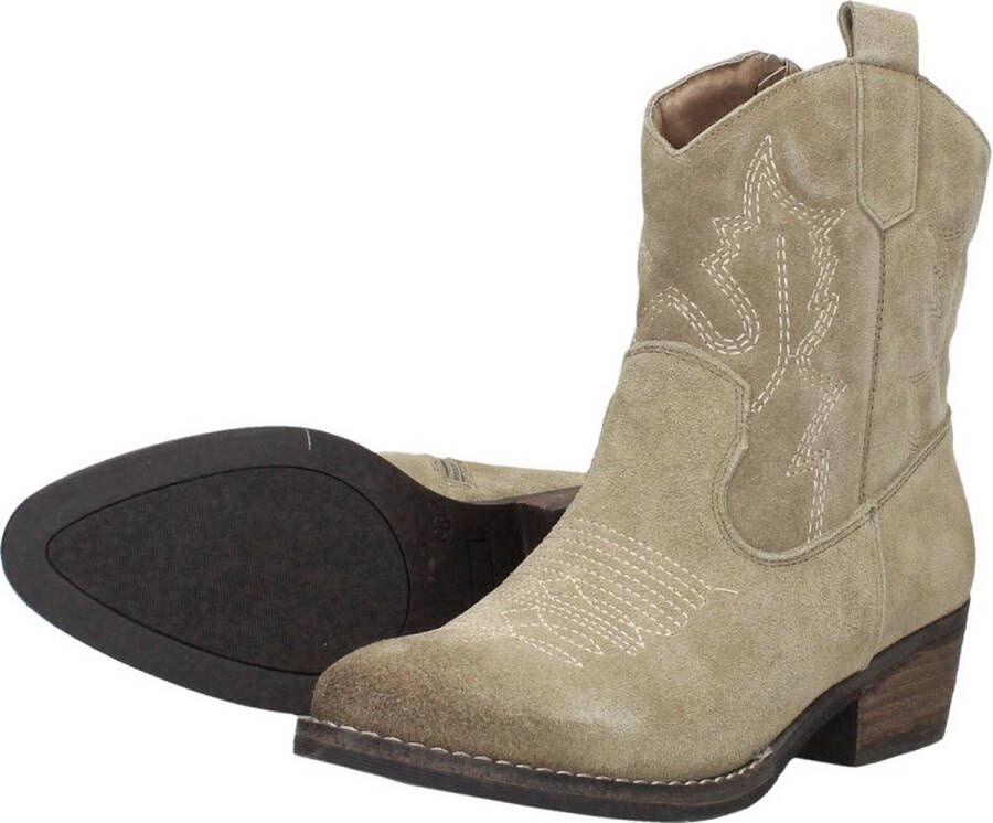 Sub55 Western boots Enkellaarsjes Hak beige